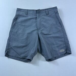 Aftco Shorts Mens 28 Pockets Gray Elastic Waist Fishing Boating
